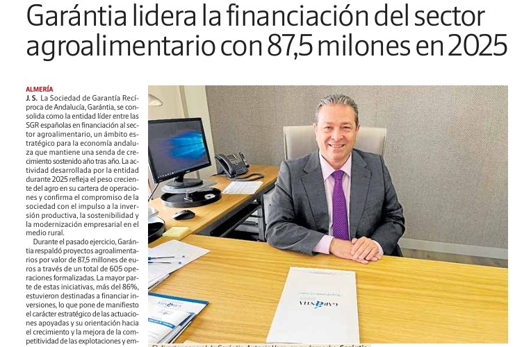 imagen de Garántia en el suplemento especial del diario IDEAL sobre Almería Agrotech