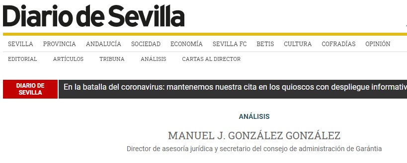 Artículo de Manuel J. González, Director de asesoría jurídica y secretario del consejo de administración de Garántia