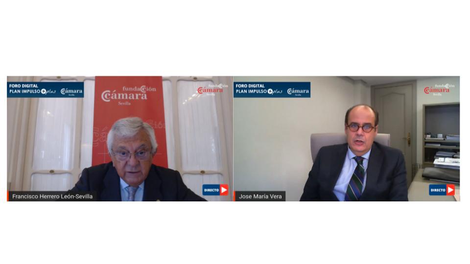El director general de Garántia, José María Vera, analiza el papel actual de las SGR en un Foro Digital de la Cámara de Comercio de Sevilla