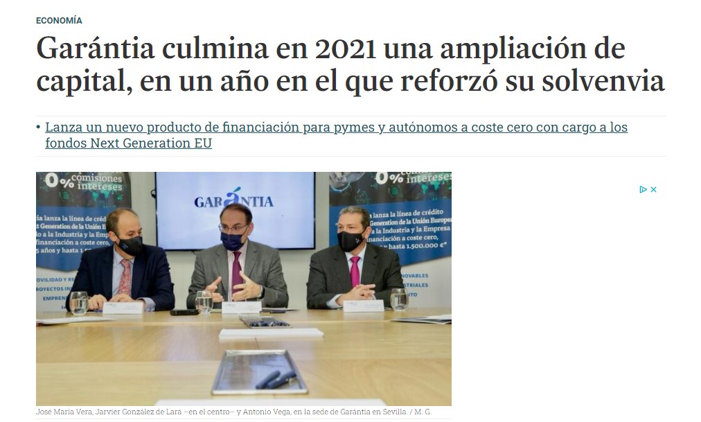 La ampliación de capital y resultados de 2021 de Garántia en los medios. Resumen de prensa.