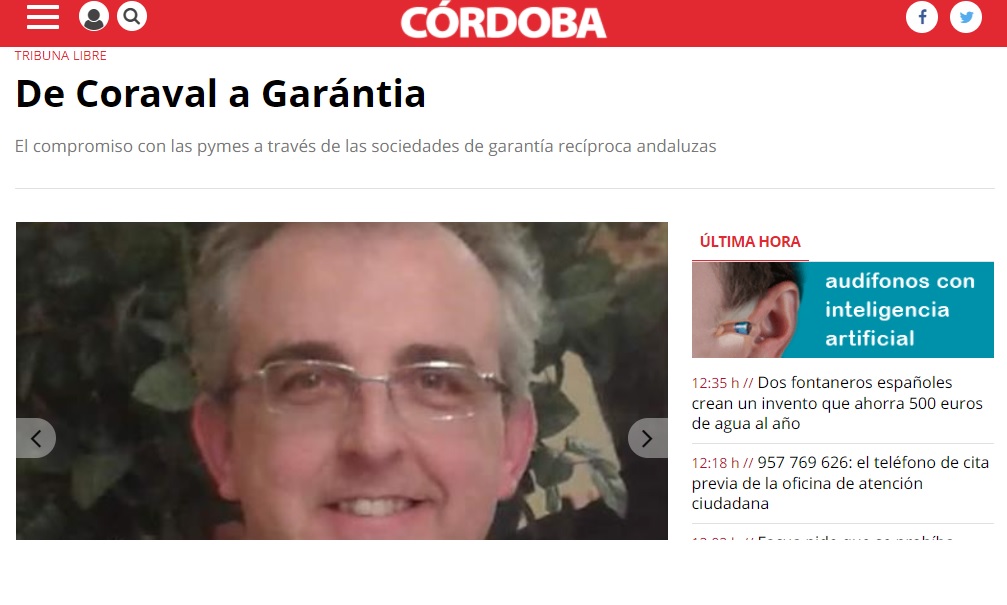 La evolución de las SGR. Artículo de Manuel González de Garántia en Diario Córdoba